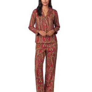 #25 Lauren Ralph Lauren Women's Paisley Sateen Pajama Set - Red Paisley